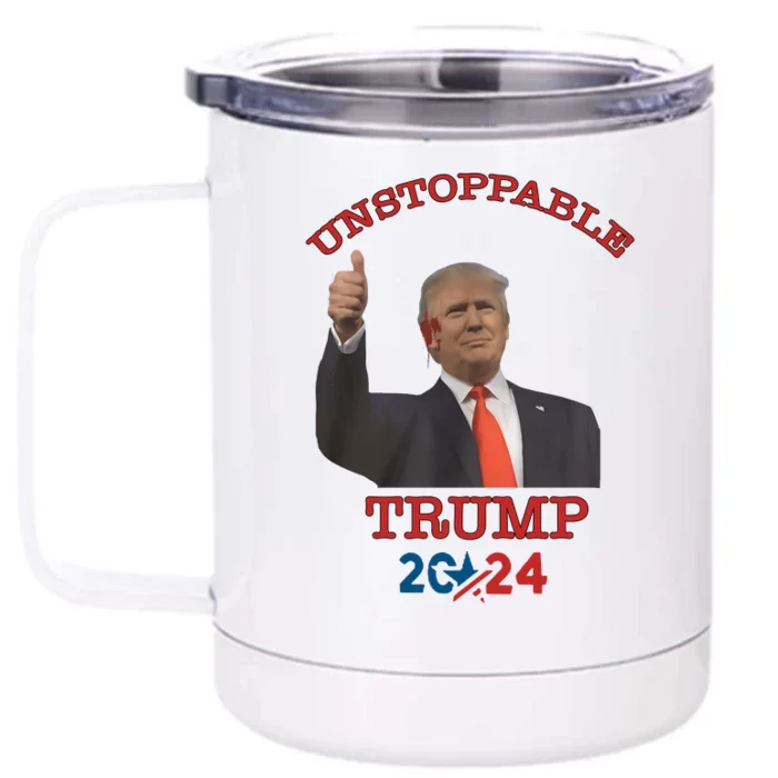 Unstoppable Trump 2024 Donald Trump Survived Shooter Front & Back 12oz Stainless Steel Tumbler Cup