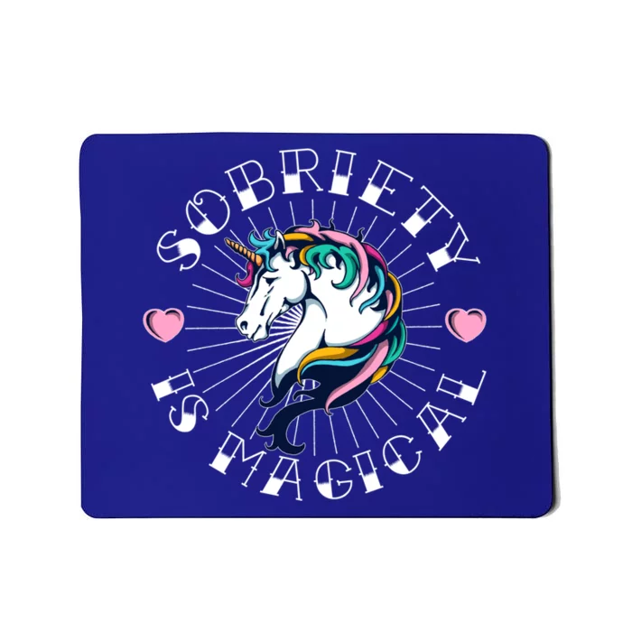 Unicorn Tattoo Art Sobriety Is Magical Na Aa Recovery Gift Mousepad