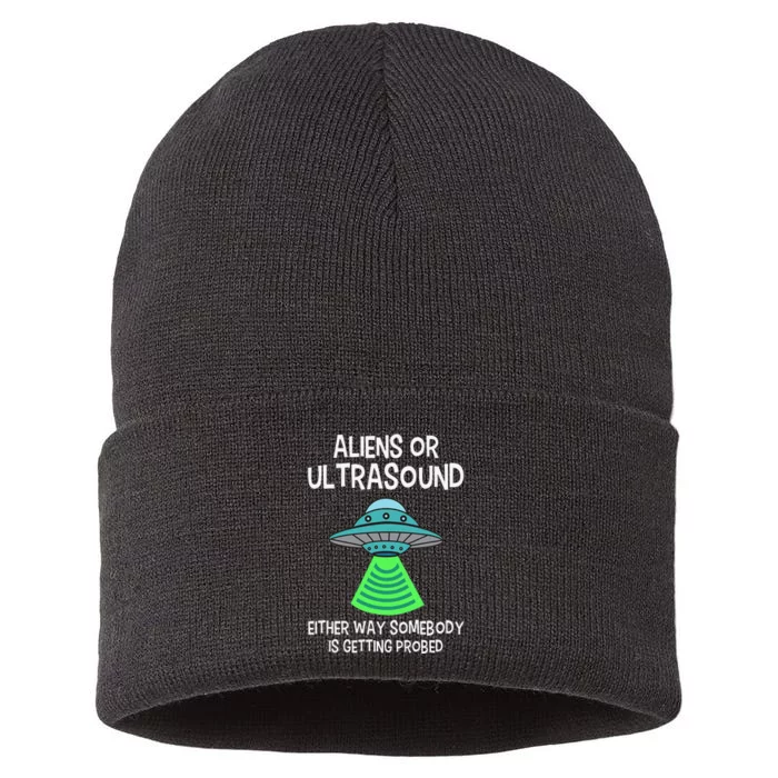 Ultrasound Technologists Alien Sonographers Radiologists Sustainable Knit Beanie