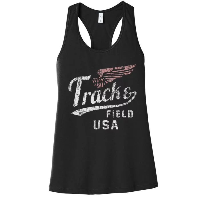 Usa Track And Field Faded Jersey Women's Racerback Tank