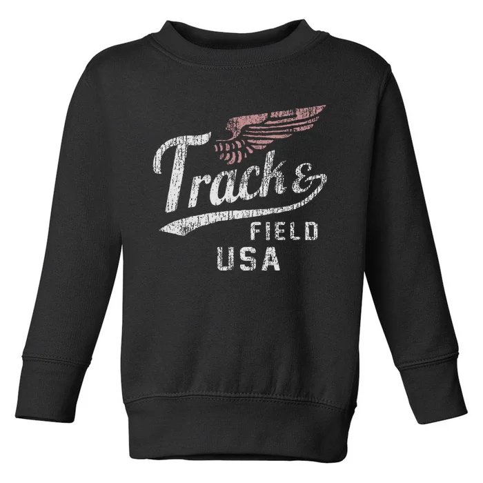 Usa Track And Field Faded Jersey Toddler Sweatshirt