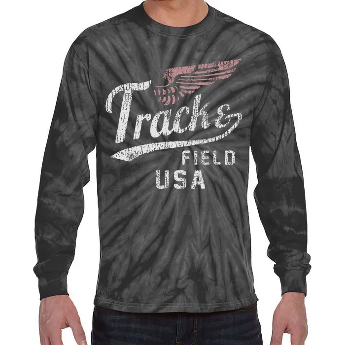 Usa Track And Field Faded Jersey Tie-Dye Long Sleeve Shirt