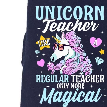 Unicorn Teacher Back To School Cute Magic Teacher Doggie 3-End Fleece Hoodie