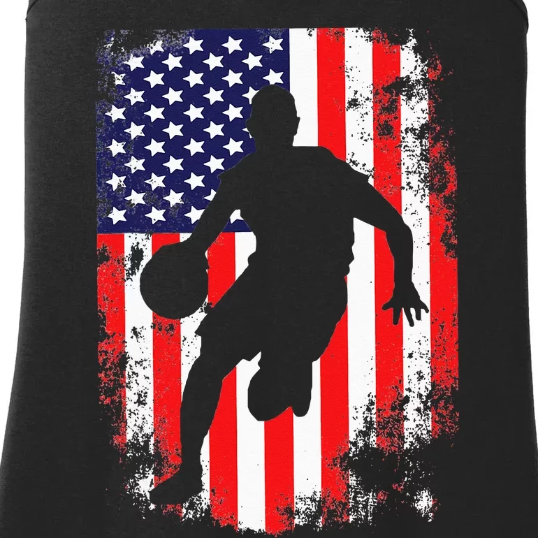 USA Team Basketball 2021 Supporter American Patriotic Flag Ladies Essential Tank