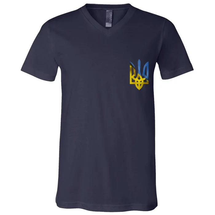 Ukraine Trident Coat Of Arms Flag Ukrainian Pride V-Neck T-Shirt