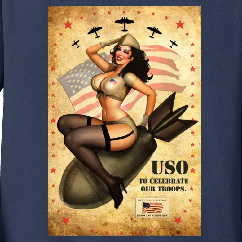 USO To Celebrate Our Troops Bombshell Kids Long Sleeve Shirt