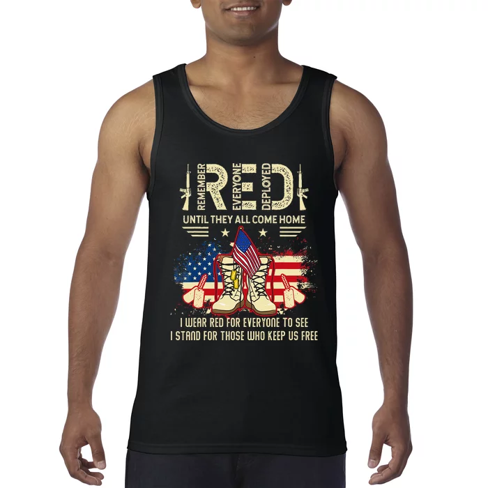 Until They Come Home My Soldier US Flag Red Friday Military Tank Top