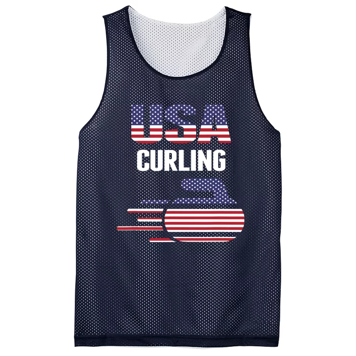 USA Team Curling Rock Jersey Vintage Winter Sports Lovers Mesh Reversible Basketball Jersey Tank