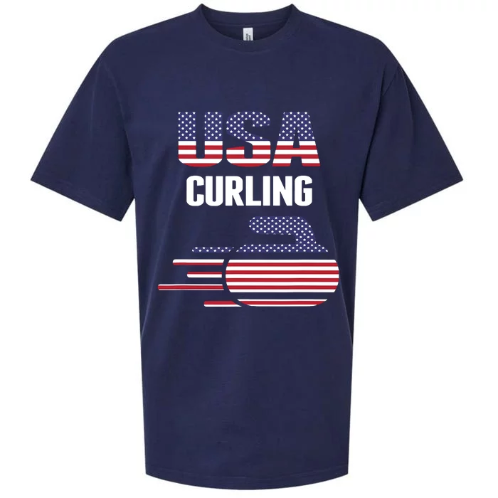 USA Team Curling Rock Jersey Vintage Winter Sports Lovers Sueded Cloud Jersey T-Shirt