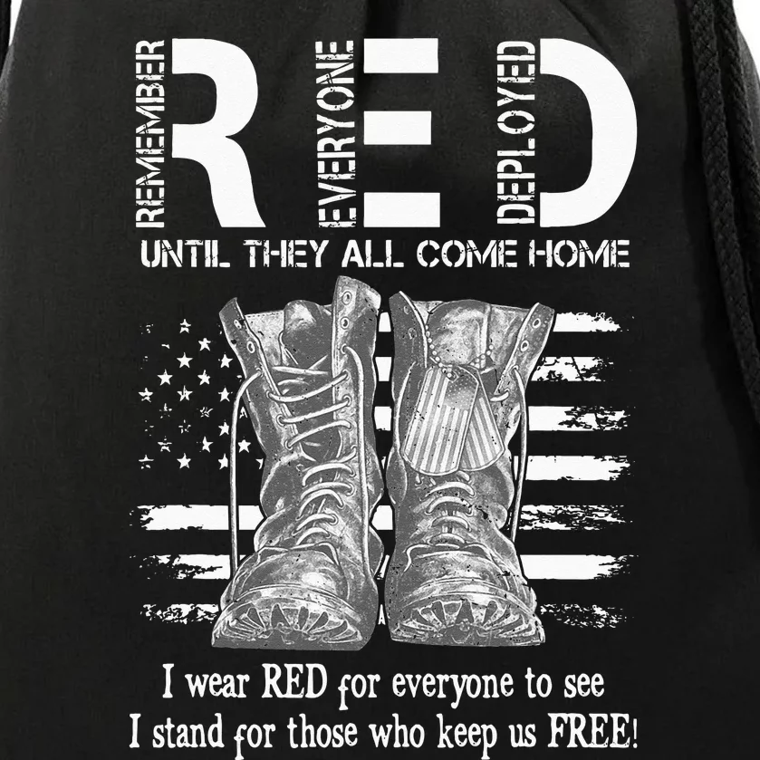 Until They Come Home My Soldier US Flag Red Friday Military Drawstring Bag