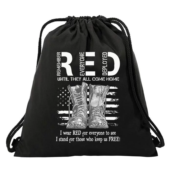 Until They Come Home My Soldier US Flag Red Friday Military Drawstring Bag