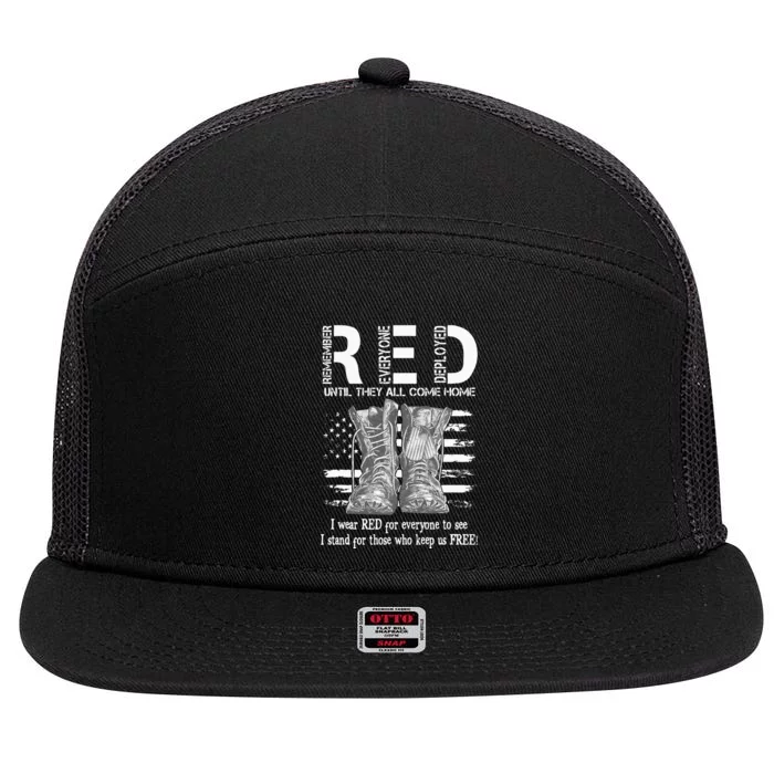 Until They Come Home My Soldier US Flag Red Friday Military 7 Panel Mesh Trucker Snapback Hat