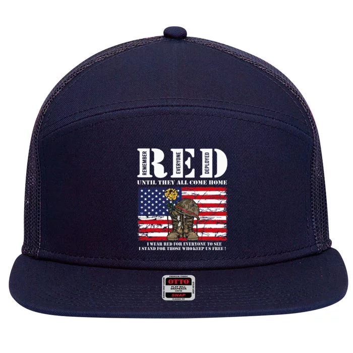 Until They Come Home My Soldier Red Friday Veterans Day 7 Panel Mesh Trucker Snapback Hat