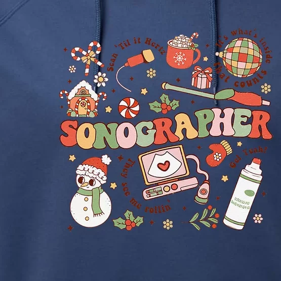 Ultrasound Technologist Christmas Sonographer Student Performance Fleece Hoodie