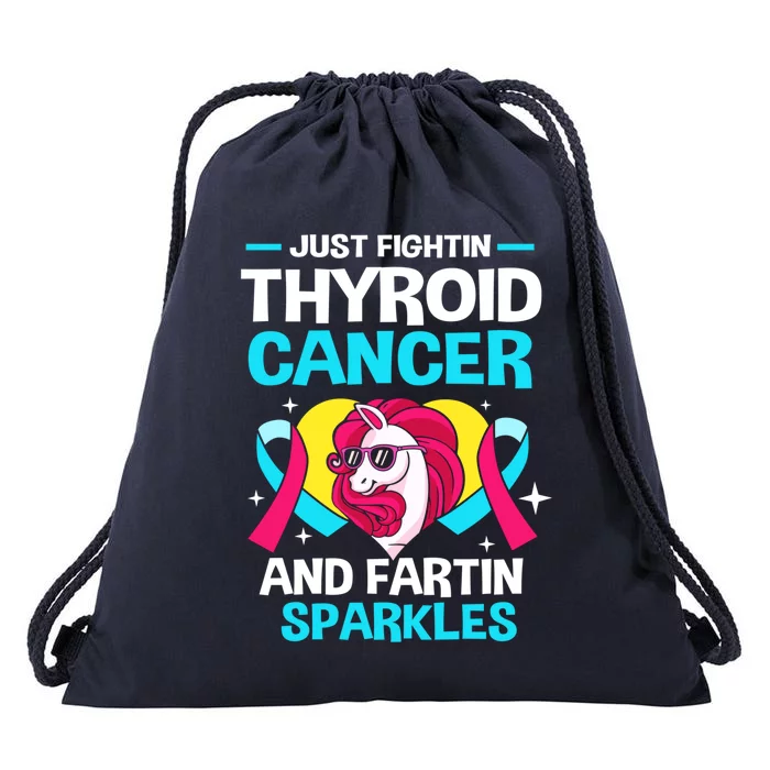 Unicorn Thyroid Cancer Funny Thyroid Cancer Warrior Gift Drawstring Bag