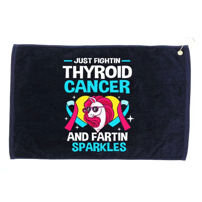 Unicorn Thyroid Cancer Funny Thyroid Cancer Warrior Gift Grommeted Golf Towel