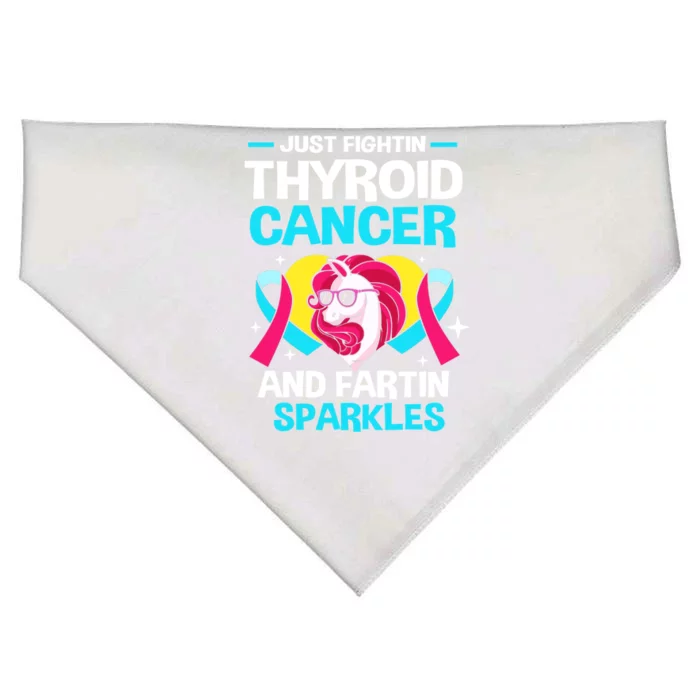 Unicorn Thyroid Cancer Funny Thyroid Cancer Warrior Gift USA-Made Doggie Bandana