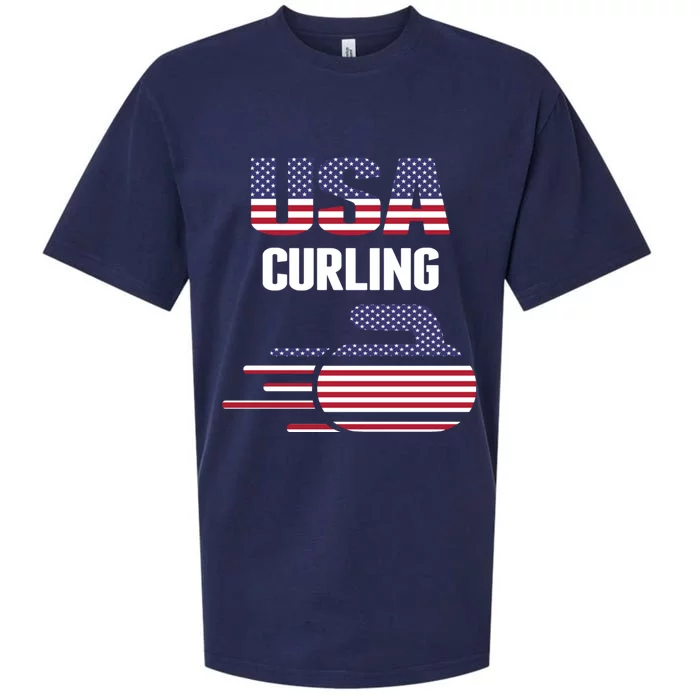 Usa Team Curling Rock Jersey Vintage Winter Sports Lovers Cool Gift Sueded Cloud Jersey T-Shirt