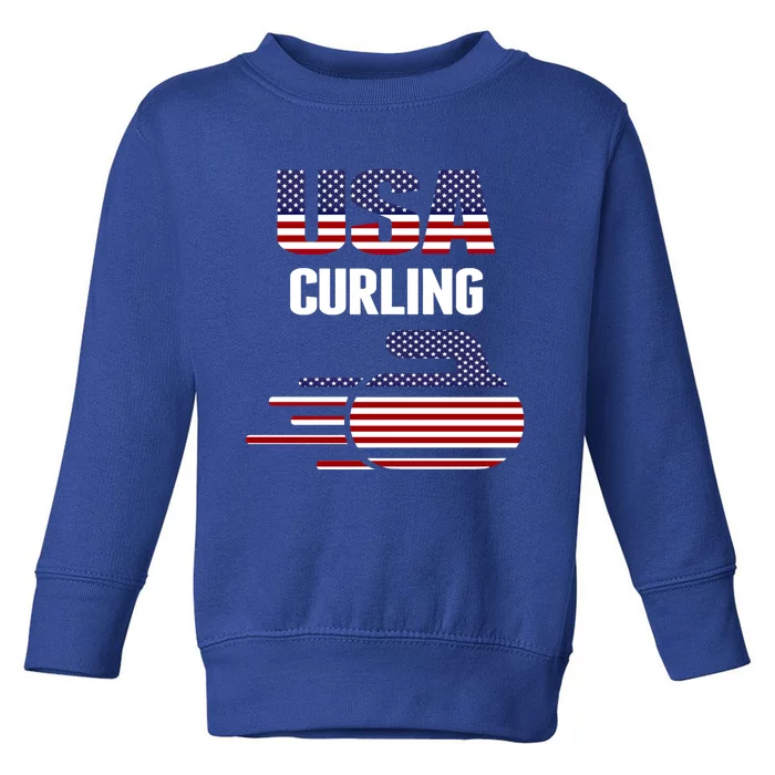 Usa Team Curling Rock Jersey Vintage Winter Sports Lovers Gift Toddler Sweatshirt