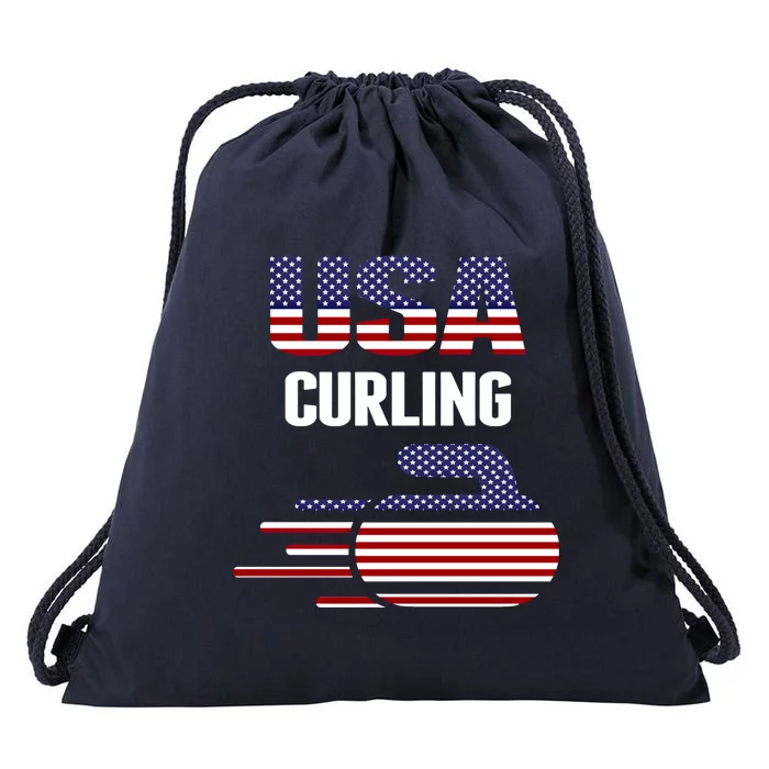 Usa Team Curling Rock Jersey Vintage Winter Sports Lovers Gift Drawstring Bag