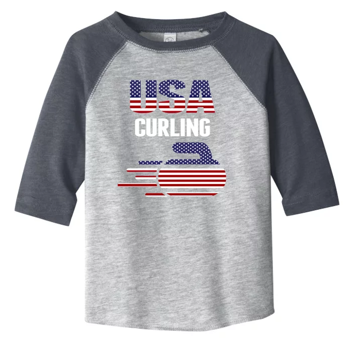 Usa Team Curling Rock Jersey Vintage Winter Sports Lovers Gift Toddler Fine Jersey T-Shirt