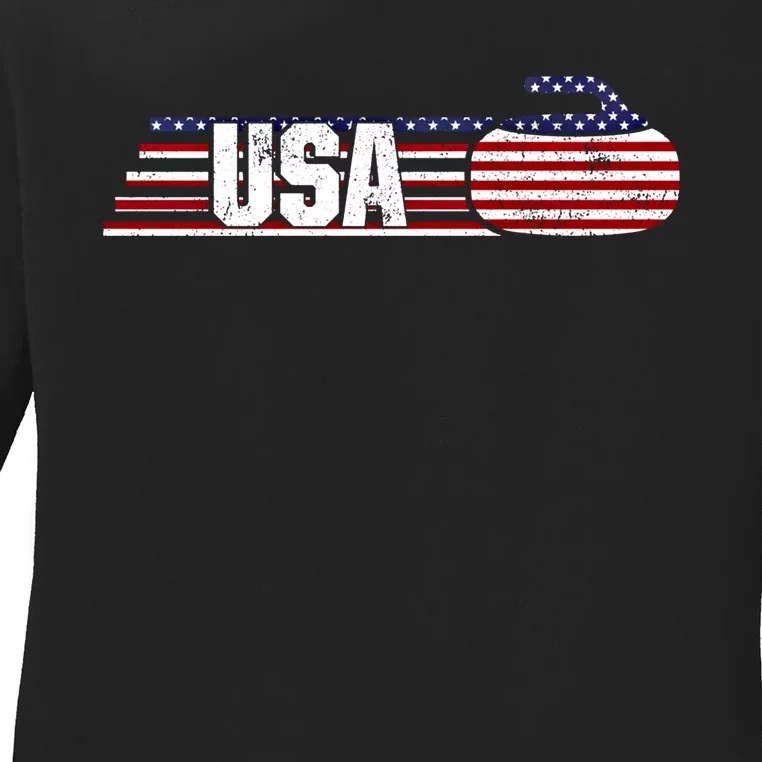 Usa Team Curling Sport Gift Ladies Long Sleeve Shirt