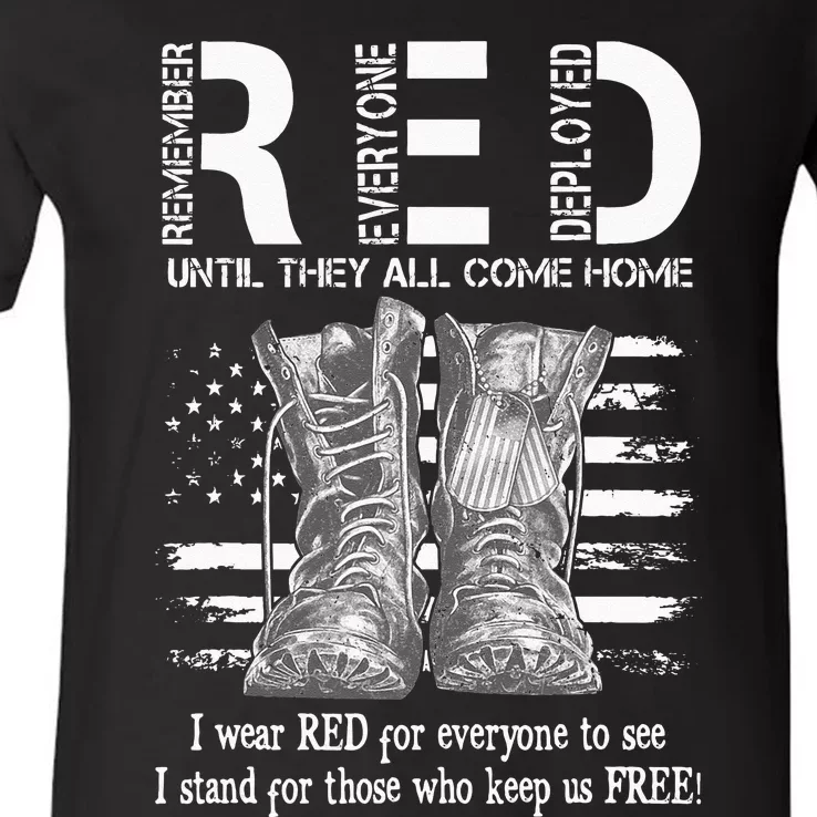 Until They Come Home My Soldier US Flag Red Friday Military V-Neck T-Shirt