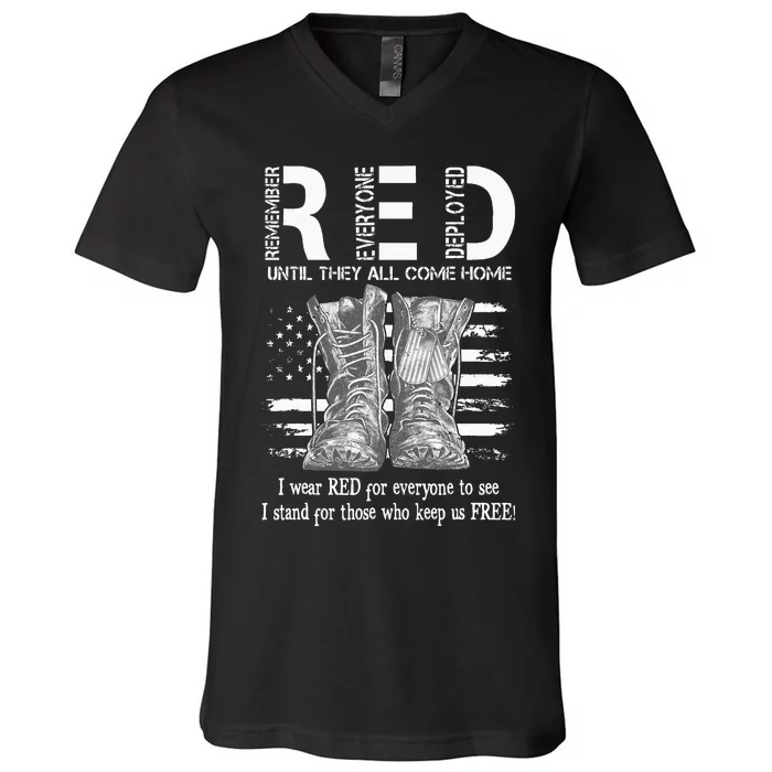 Until They Come Home My Soldier US Flag Red Friday Military V-Neck T-Shirt