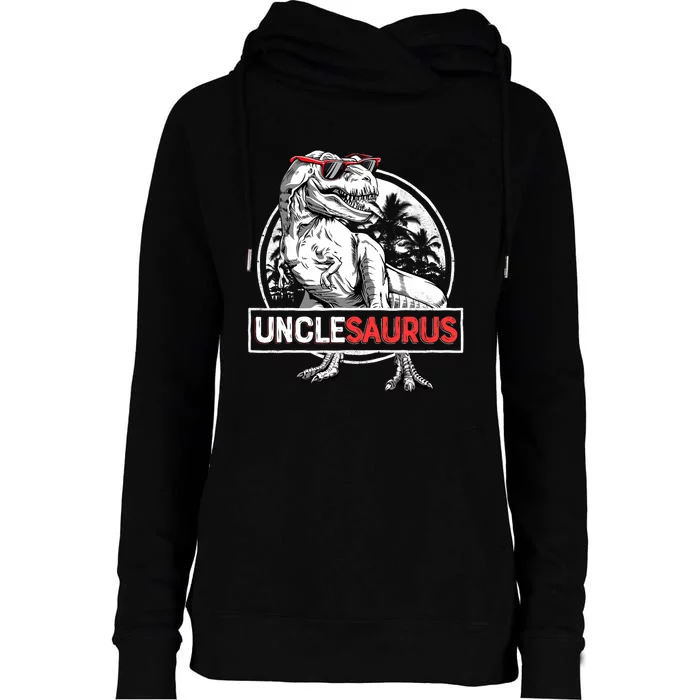 Unclesaurus Trex Dinosaur Gift Uncle Saurus Family Matching Womens Funnel Neck Pullover Hood