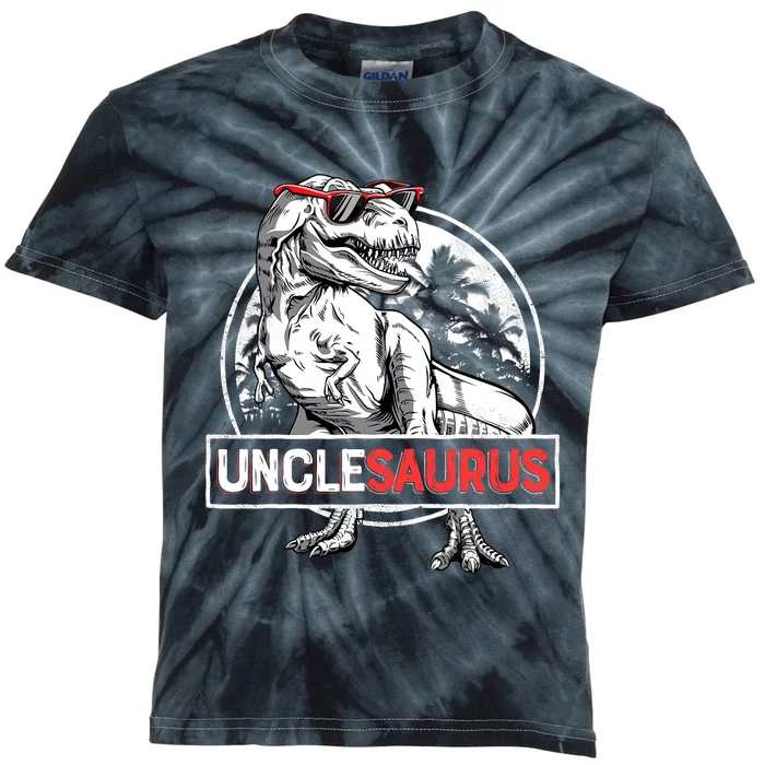 Unclesaurus Trex Dinosaur Gift Uncle Saurus Family Matching Kids Tie-Dye T-Shirt