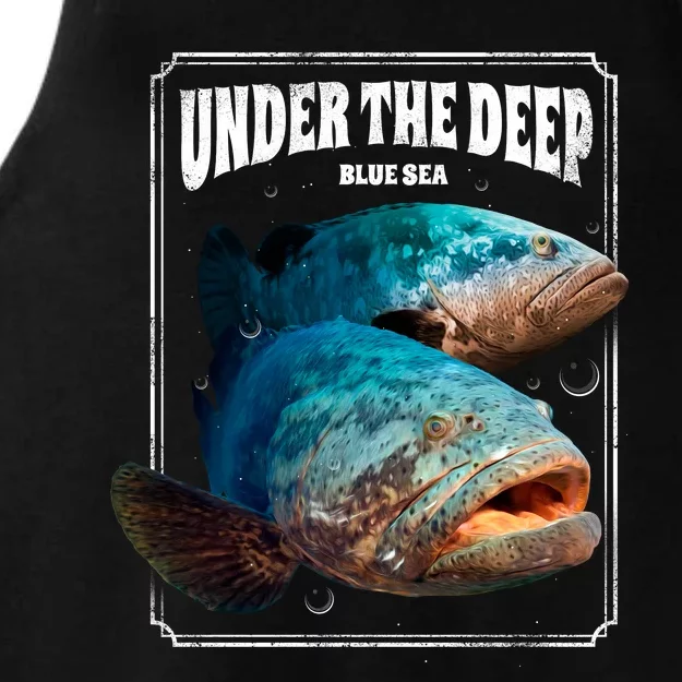 Under The Deep Blue Sea Fish Ladies Tri-Blend Wicking Tank