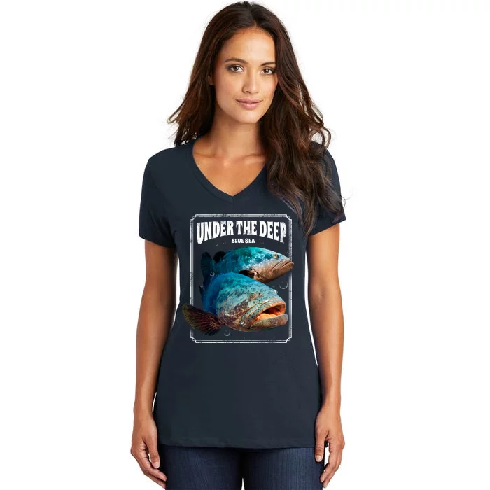 Under The Deep Blue Sea Fish Women's V-Neck T-Shirt