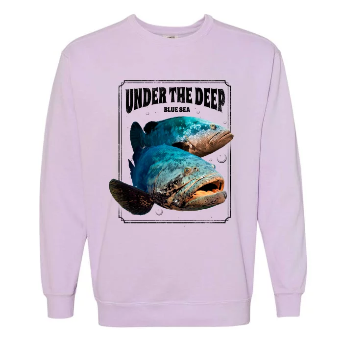 Under The Deep Blue Sea Fish Garment-Dyed Sweatshirt