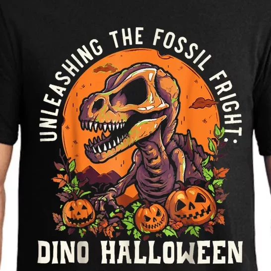 Unleashing The Fossil Fright Dino Halloween, Funny Halloween Pajama Set