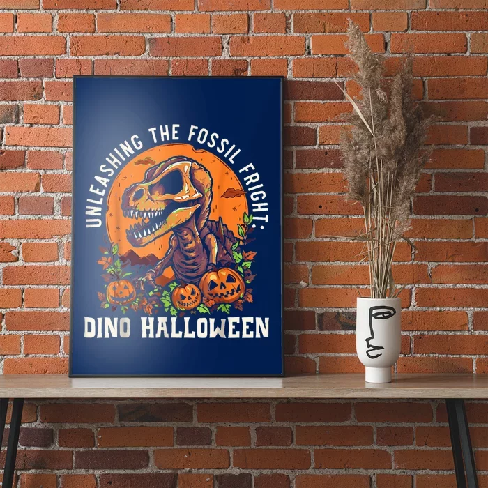 Unleashing The Fossil Fright Dino Halloween, Funny Halloween Poster