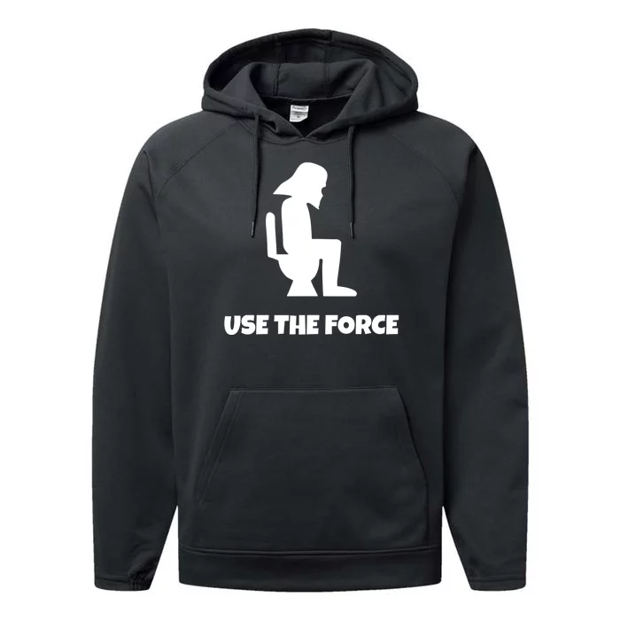 Use The Force Funny Pooping Performance Fleece Hoodie