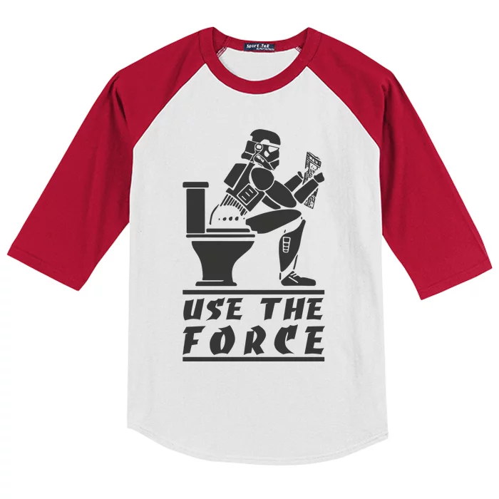 Use The Force Funny Pooping Meme Tummy AcheTummy Ache Kids Colorblock Raglan Jersey