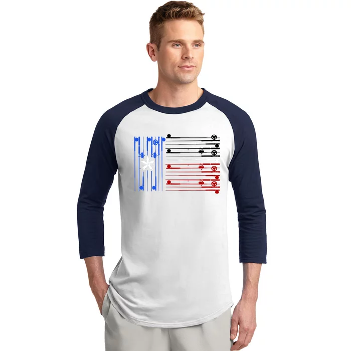 USA Texas Fishing Rods Flag Baseball Sleeve Shirt