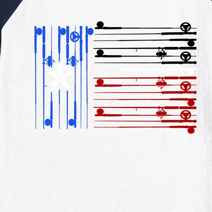 USA Texas Fishing Rods Flag Baseball Sleeve Shirt