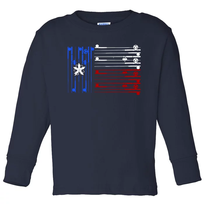 USA Texas Fishing Rods Flag Toddler Long Sleeve Shirt