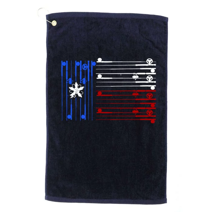 USA Texas Fishing Rods Flag Platinum Collection Golf Towel