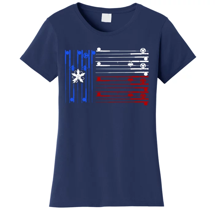 USA Texas Fishing Rods Flag Women's T-Shirt