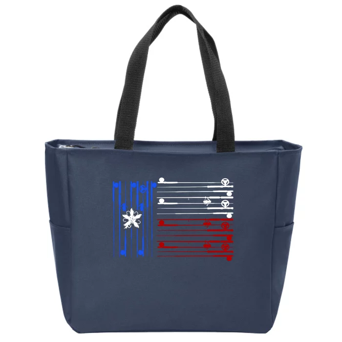 USA Texas Fishing Rods Flag Zip Tote Bag