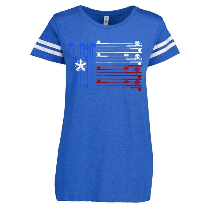 USA Texas Fishing Rods Flag Enza Ladies Jersey Football T-Shirt