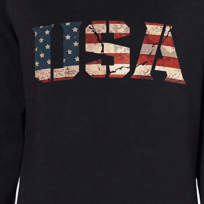 Usa Text Flag American Flag Patriotic 4th Of July Womens California Wash Sweatshirt