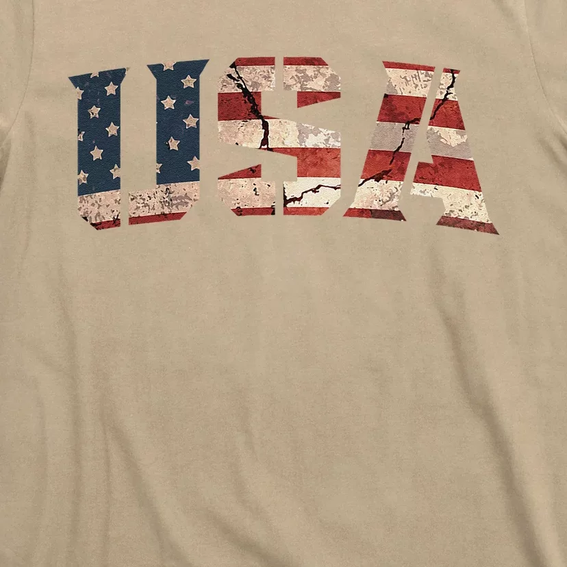 Usa Text Flag American Flag Patriotic 4th Of July T-Shirt