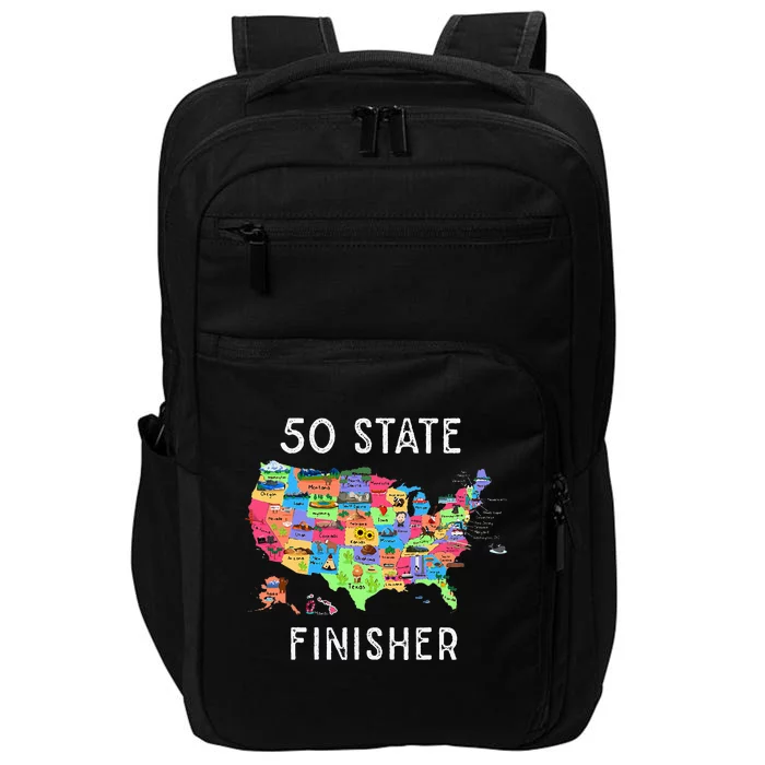 USA Travel Gift Visit 50 States Map Impact Tech Backpack