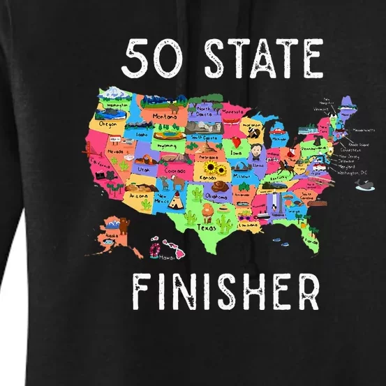 USA Travel Gift Visit 50 States Map Women's Pullover Hoodie