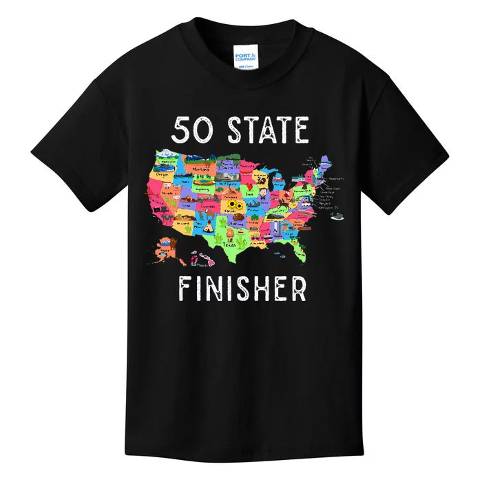 USA Travel Gift Visit 50 States Map Kids T-Shirt