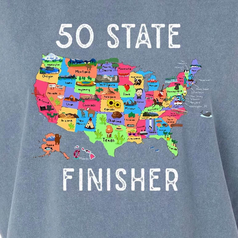 USA Travel Gift Visit 50 States Map Garment-Dyed Women's Muscle Tee